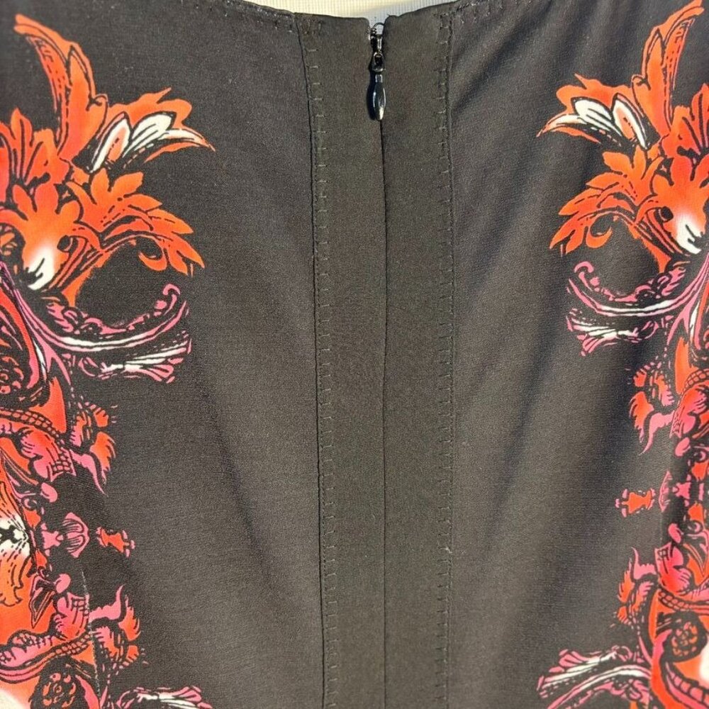 Etcetera Sleeveless Knee-Length Sheath Dress With Ornate Red & Black Floral Prin - Picture 9 of 16